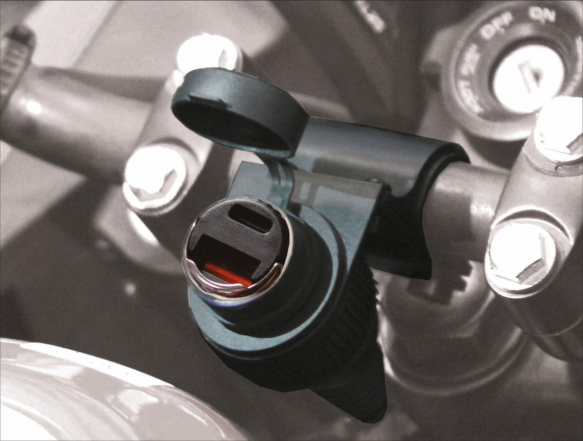 P12USBDUAL | Motorcycle Cigarette Lighter Socket + Double USB