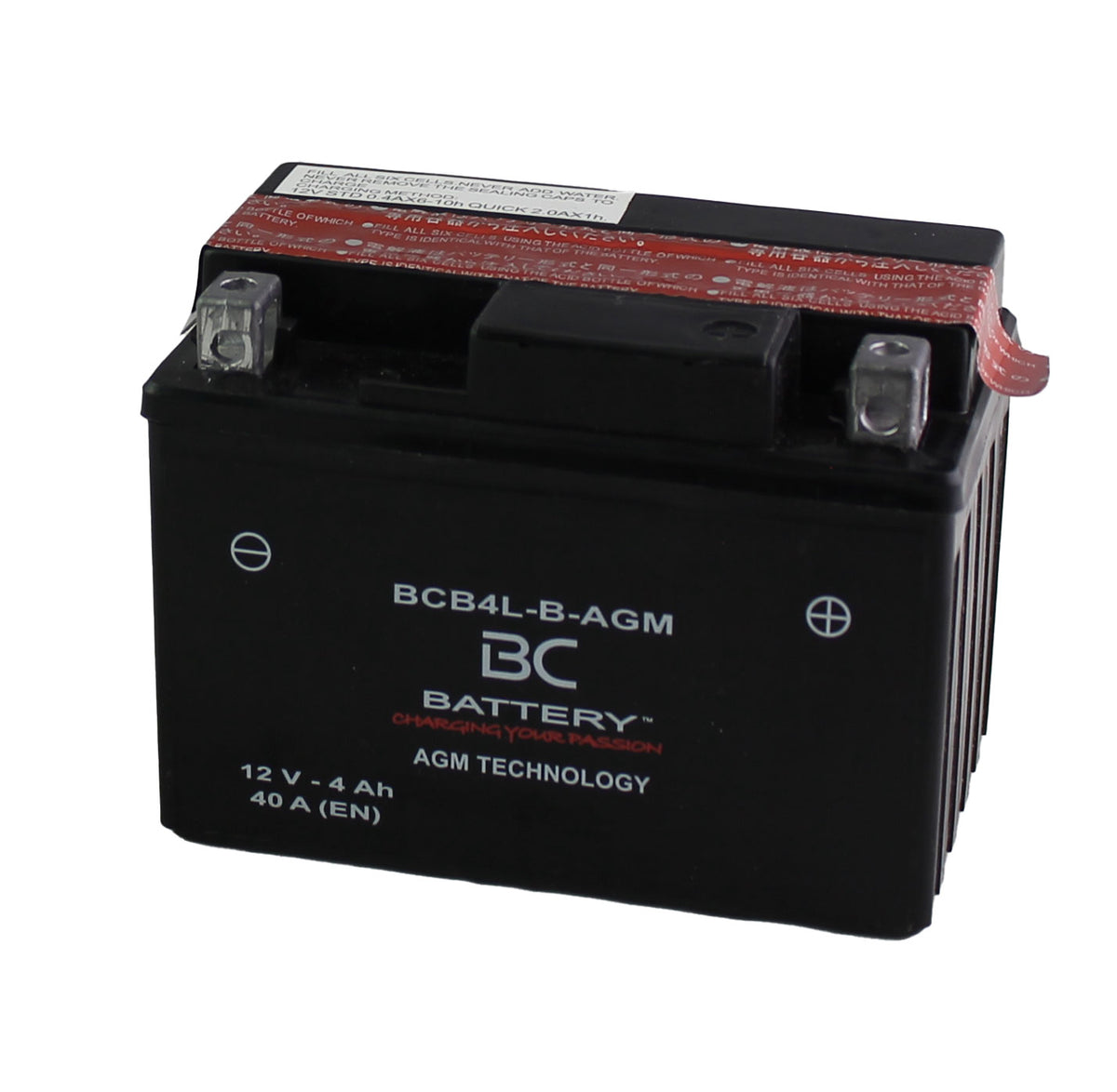 BCB4L-B-AGM| Batteria Moto AGM,YB4L-B/A, 12V, CCA: 4Amp, 40CCA,120x70x91mm