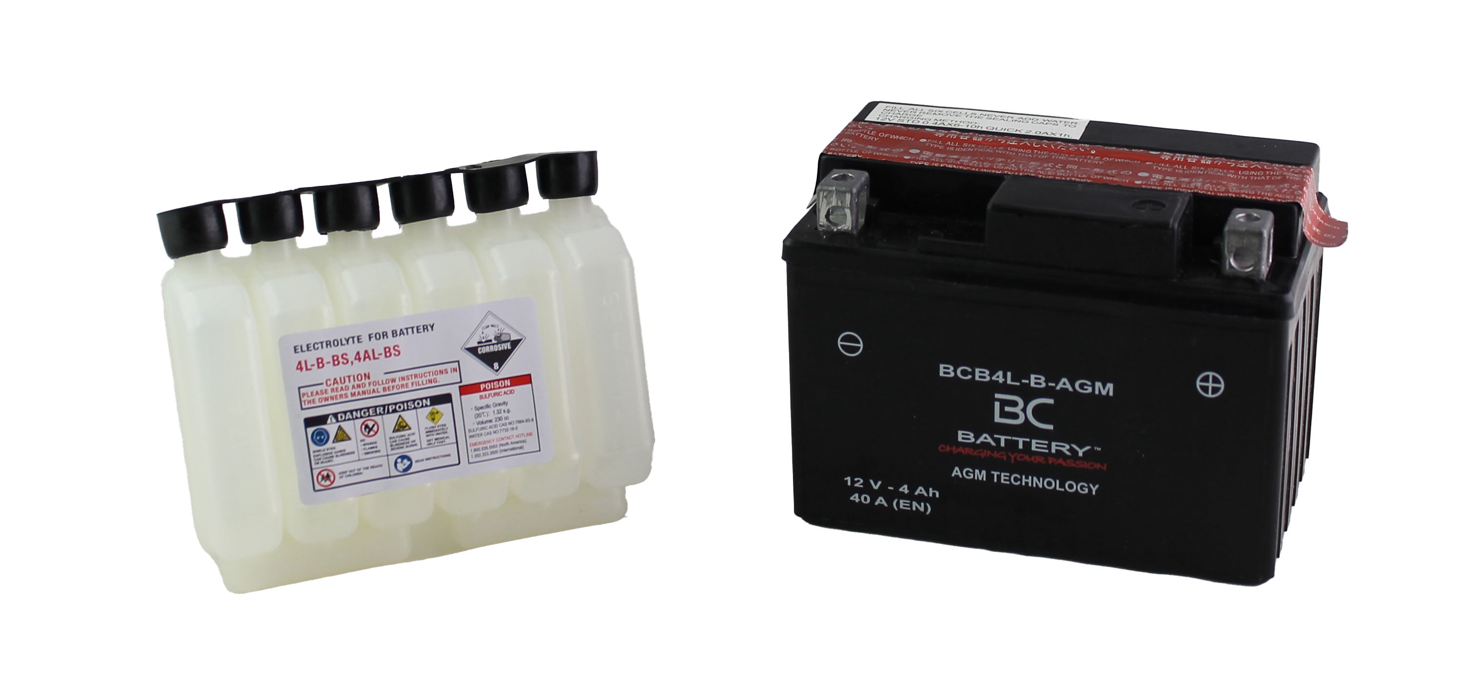 BCB4L-B-AGM| Batteria Moto AGM,YB4L-B/A, 12V, CCA: 4Amp, 40CCA,120x70x91mm