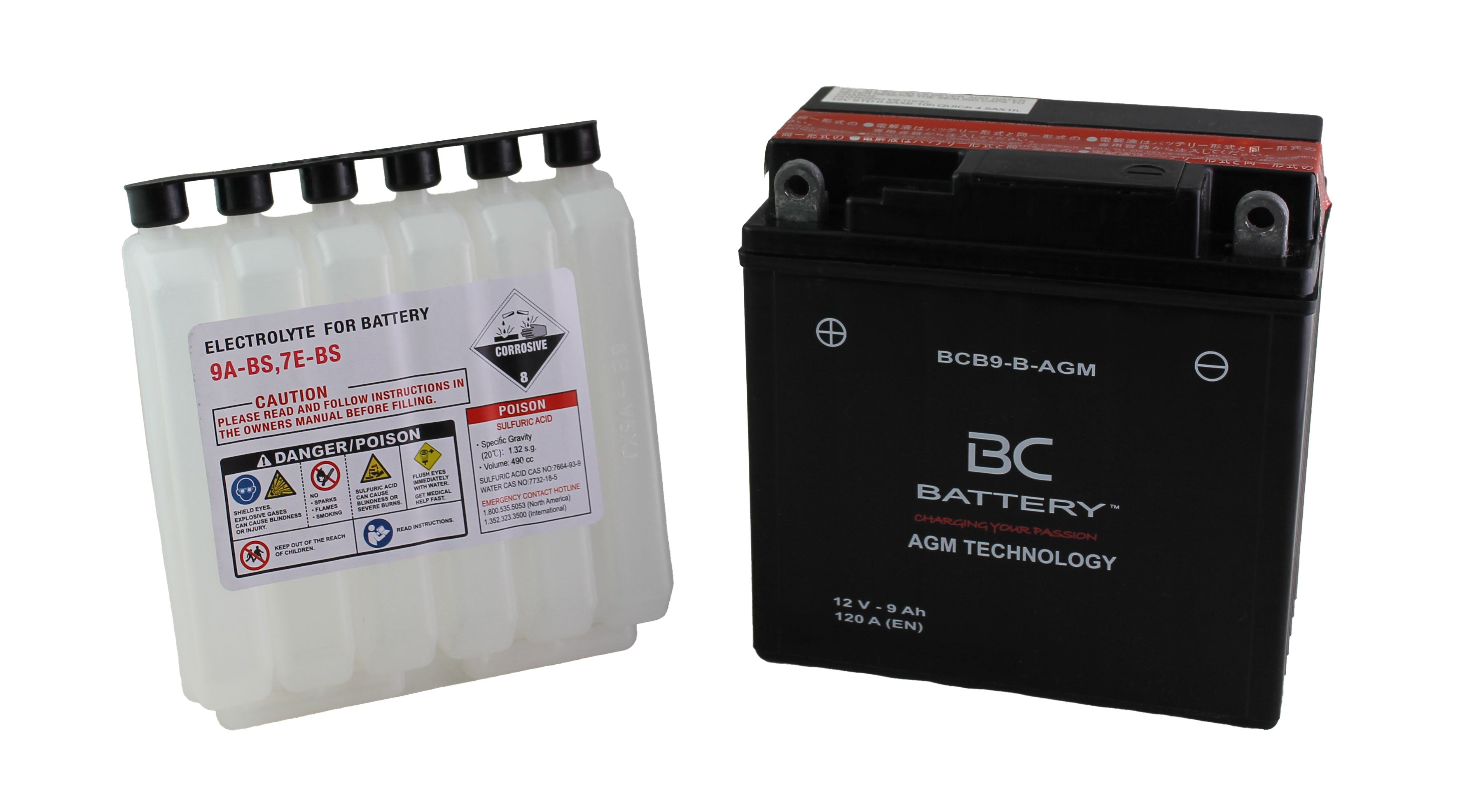 BCB9-B-AGM| Batteria Moto al AGM, YB9-B, 12V, 9Ah, CCA:120Amp,135x75x138mm