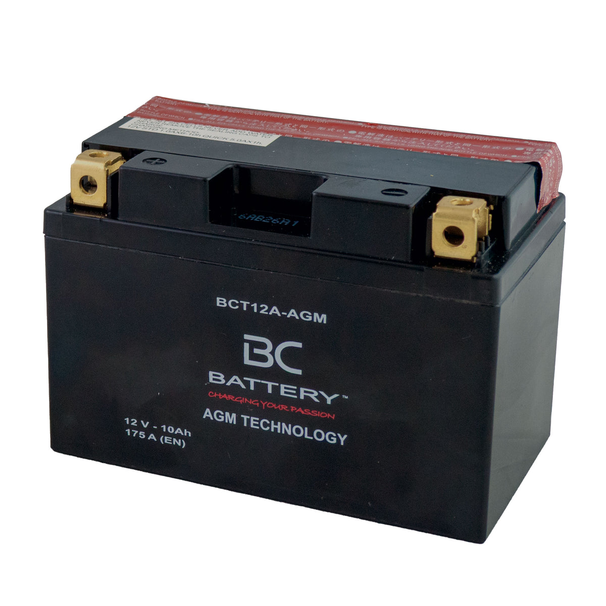 BCT12A-AGM| Batteria Moto al AGM,YT12A-BS,12V, 10 Ah, CCA:175Amp, 150x85x105mm