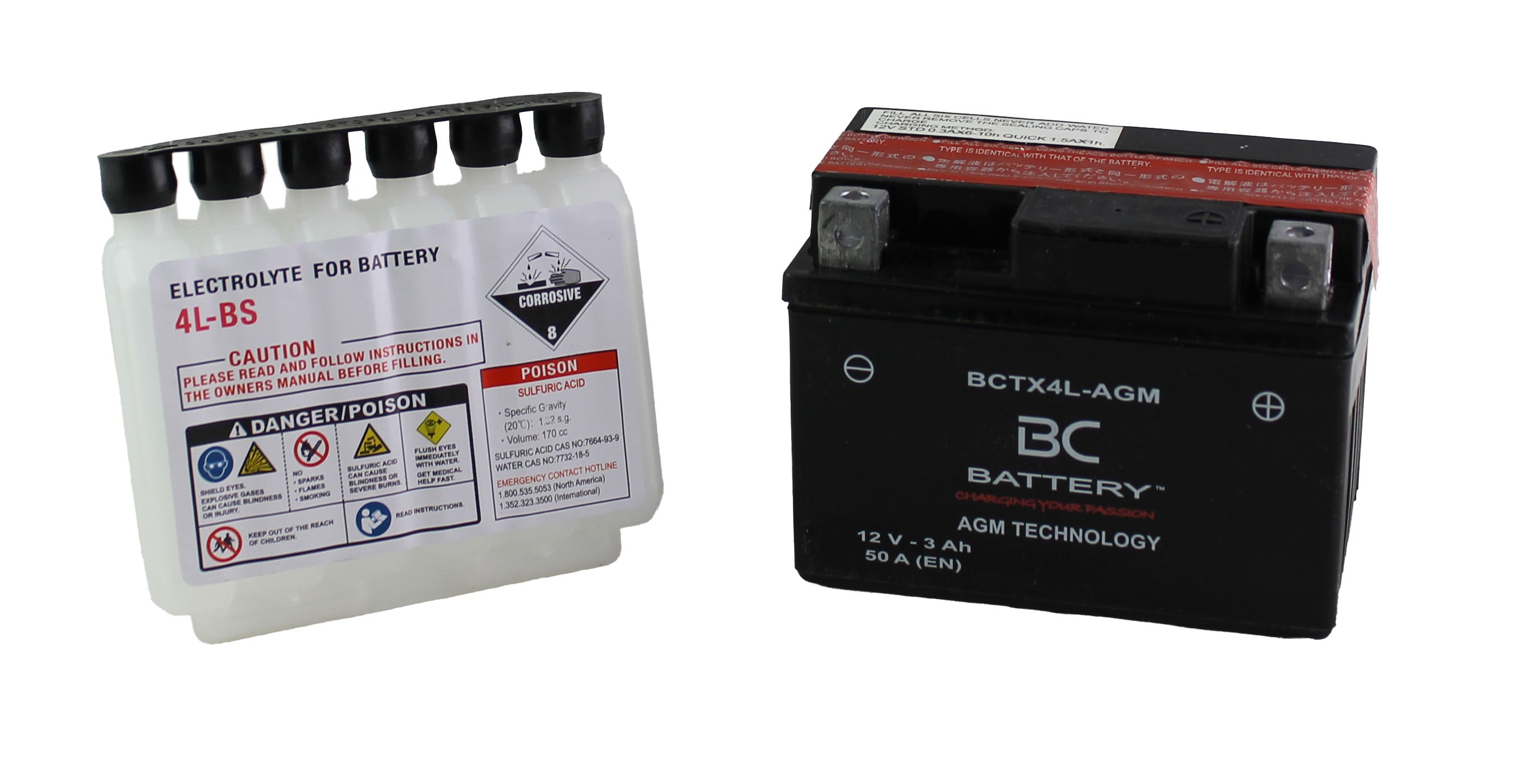BCTX4L-GEL| GEL Motorcycle Battery, YTX4L-BS, 12V, 3 Ah, CCA: 50Amp, 113x70x85mm