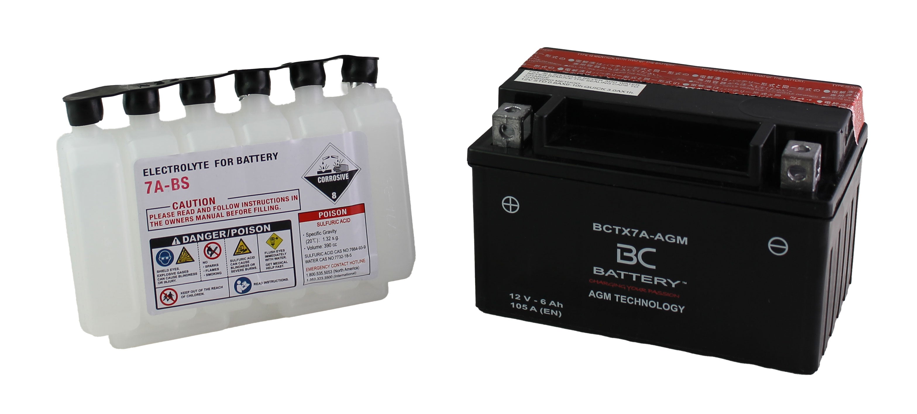 BCTX7A-AGM| Batteria Moto al AGM, YTX7A-BS, 12V, 6 Ah, CCA: 105 Amp, 150x87x94mm