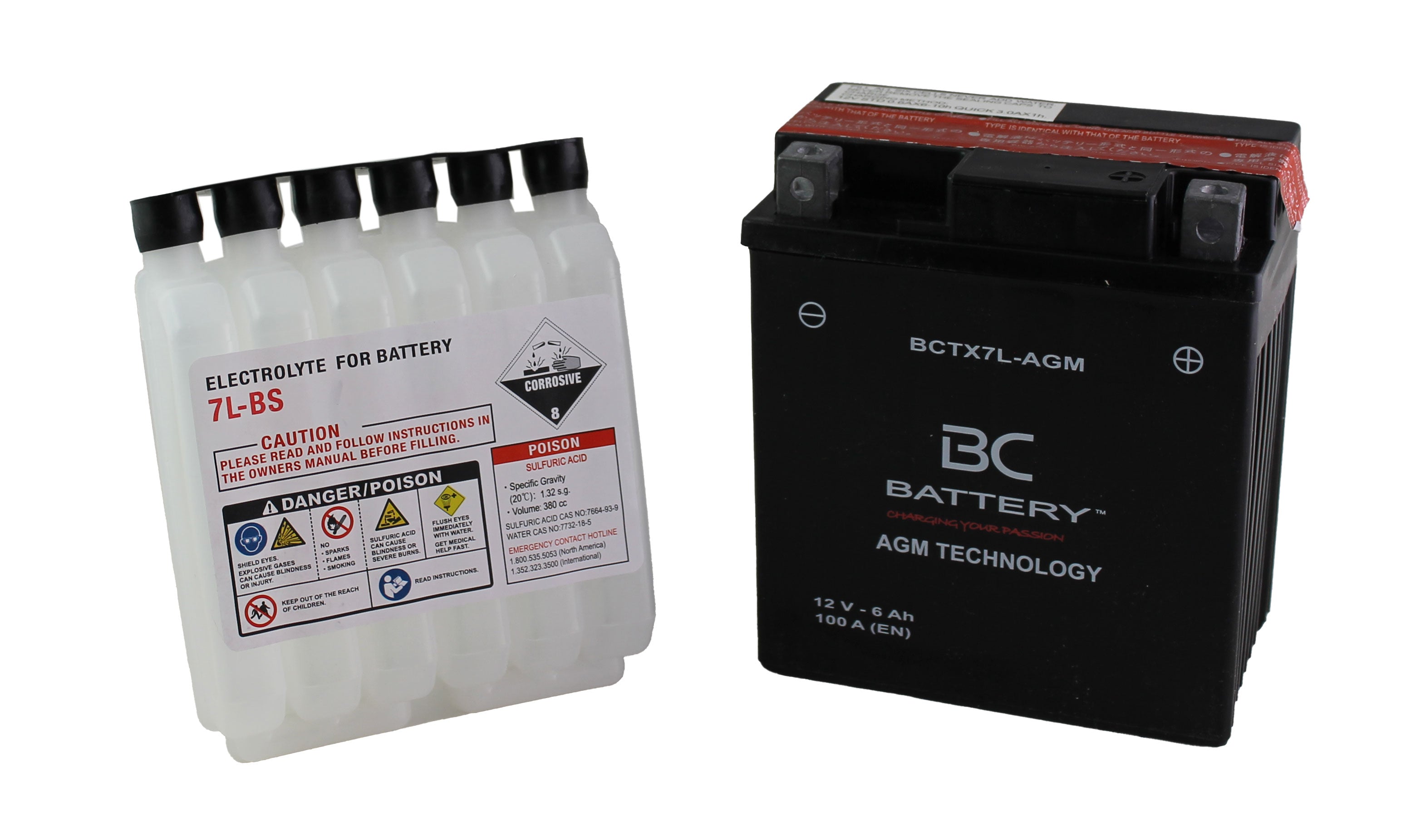 BCTX7L-AGM| Batteria Moto AGM, YTX7L-BS, 12V, 6Ah, CCA: 100Amp, 150x70x130mm