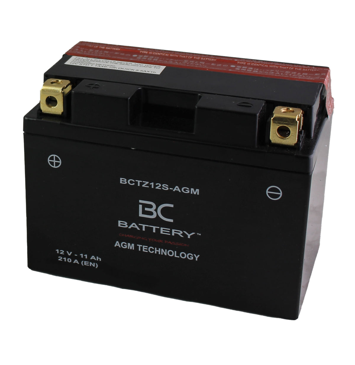 BCTZ12S-AGM| Batteria Moto al AGM, YTZ12S, 12V, 11Ah, CCA: 210Amp, 150x87x110mm
