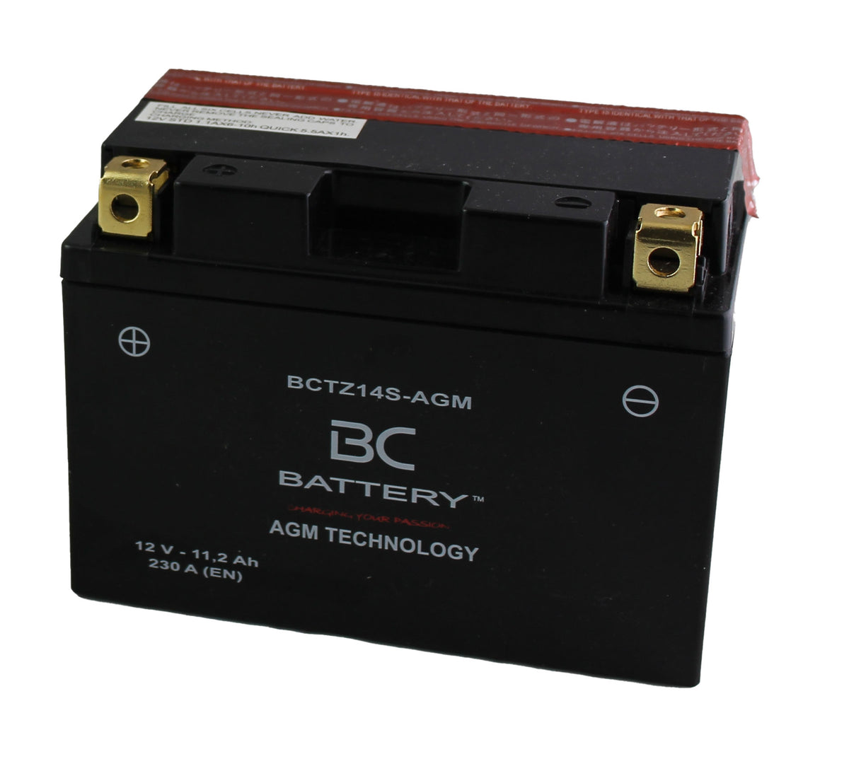 BCTZ14S-AGM| Batteria Moto al AGM,YTZ14S,12V, 11,2 Ah, CCA:230Amp, 150x87x110mm