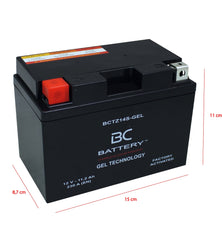 BCTZ14S-GEL| Batteria Moto al GEL,YTZ14S,12V, 11,2 Ah, CCA:230Amp, 150x87x110mm