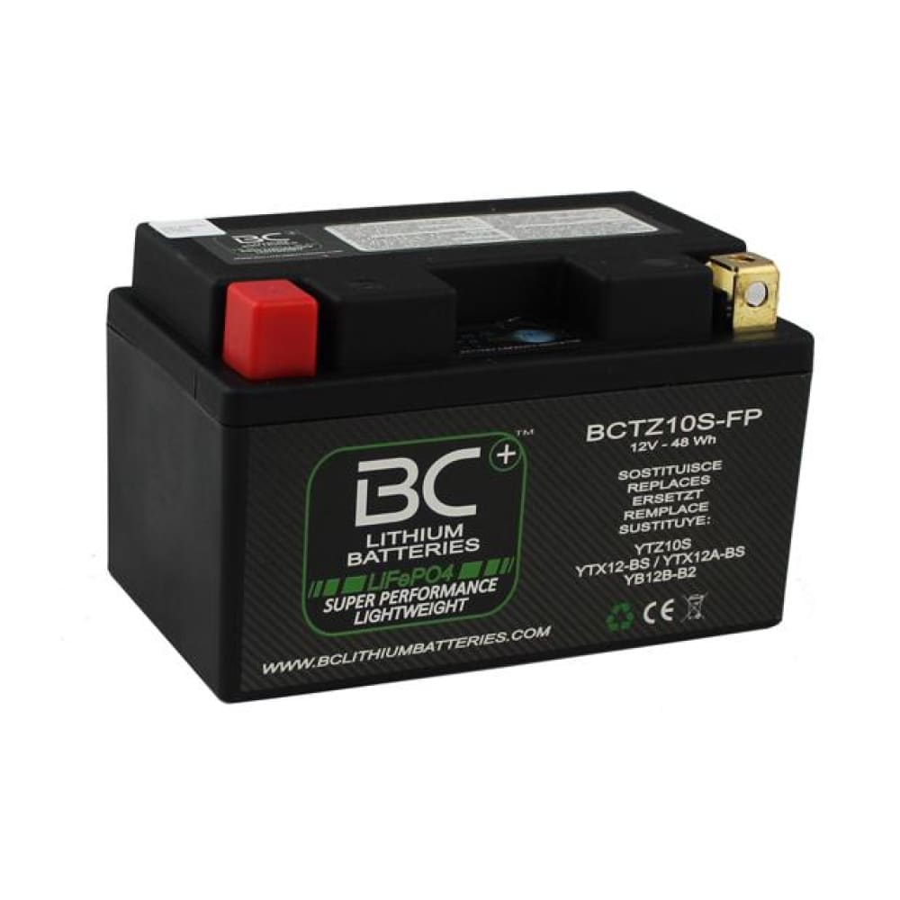 BC Lithium Batteries BCTZ10S-FP Batteria Moto al Litio LiFePO4, 0,8 kg, 12V, HJTZ10S-FP/ YTX7A-BS / YTZ10S / YTX12-BS / YTX12A-BS / YB12B-B2 /FTZ9 BS/YT12A-BS - BC Battery Italian Official Website