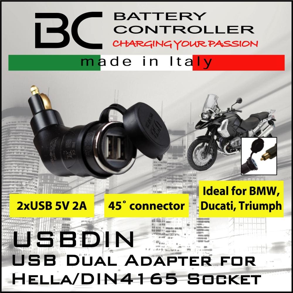 Caricabatteria USB Doppio angolato a 45° per Prese Accensigari Moto BMW - BC Battery Italian Official Website